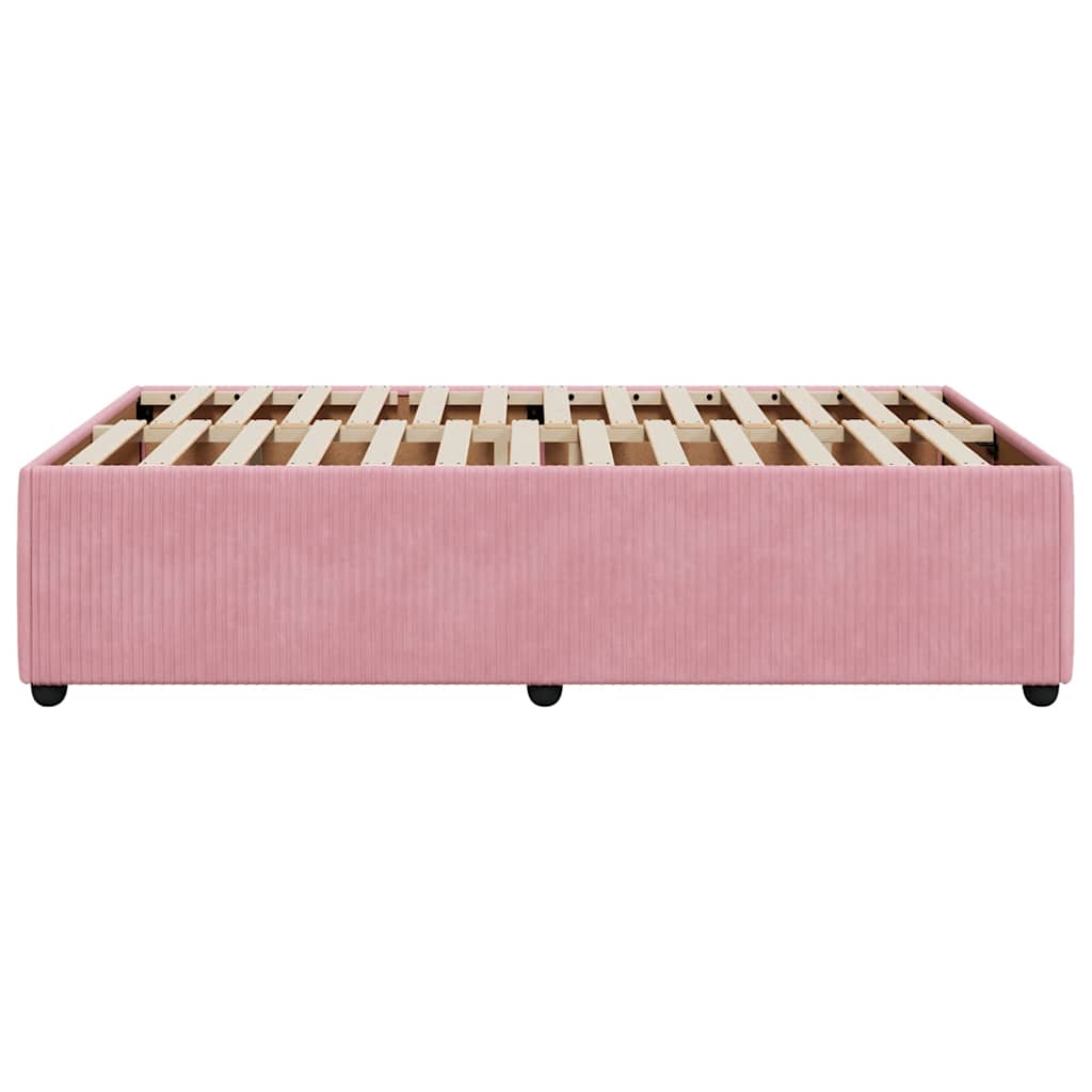 vidaXL Cadru de pat fără saltea roz 120x190 cm catifea vidaXL Cadru de pat fără saltea roz 120x190 cm catifea