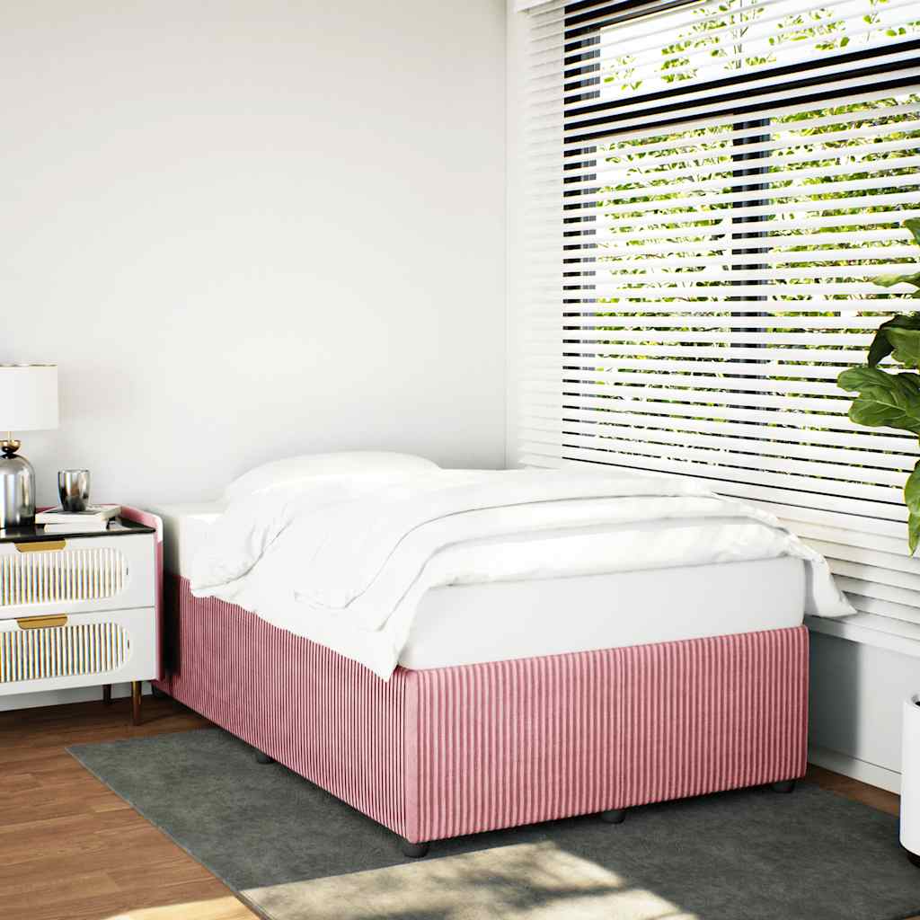 vidaXL Cadru de pat fără saltea roz 120x190 cm catifea vidaXL Cadru de pat fără saltea roz 120x190 cm catifea
