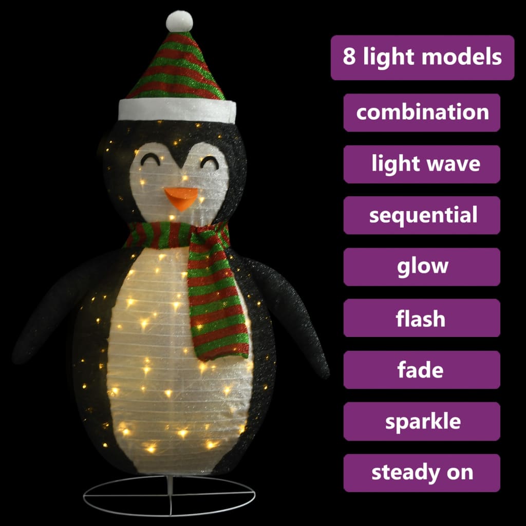 vidaXL Figurină pinguin decorativă Crăciun, LED, 120 cm, țesătură lux