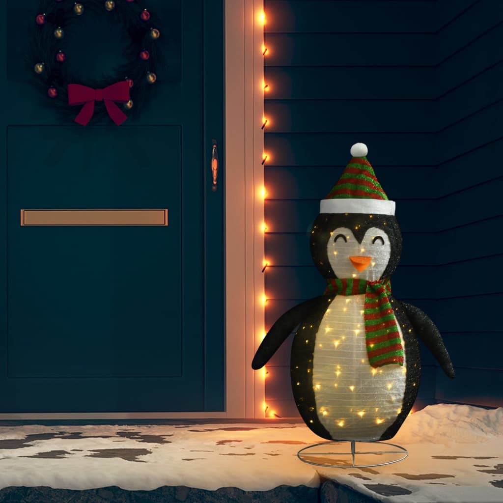 vidaXL Figurină pinguin decorativă Crăciun, LED, 120 cm, țesătură lux