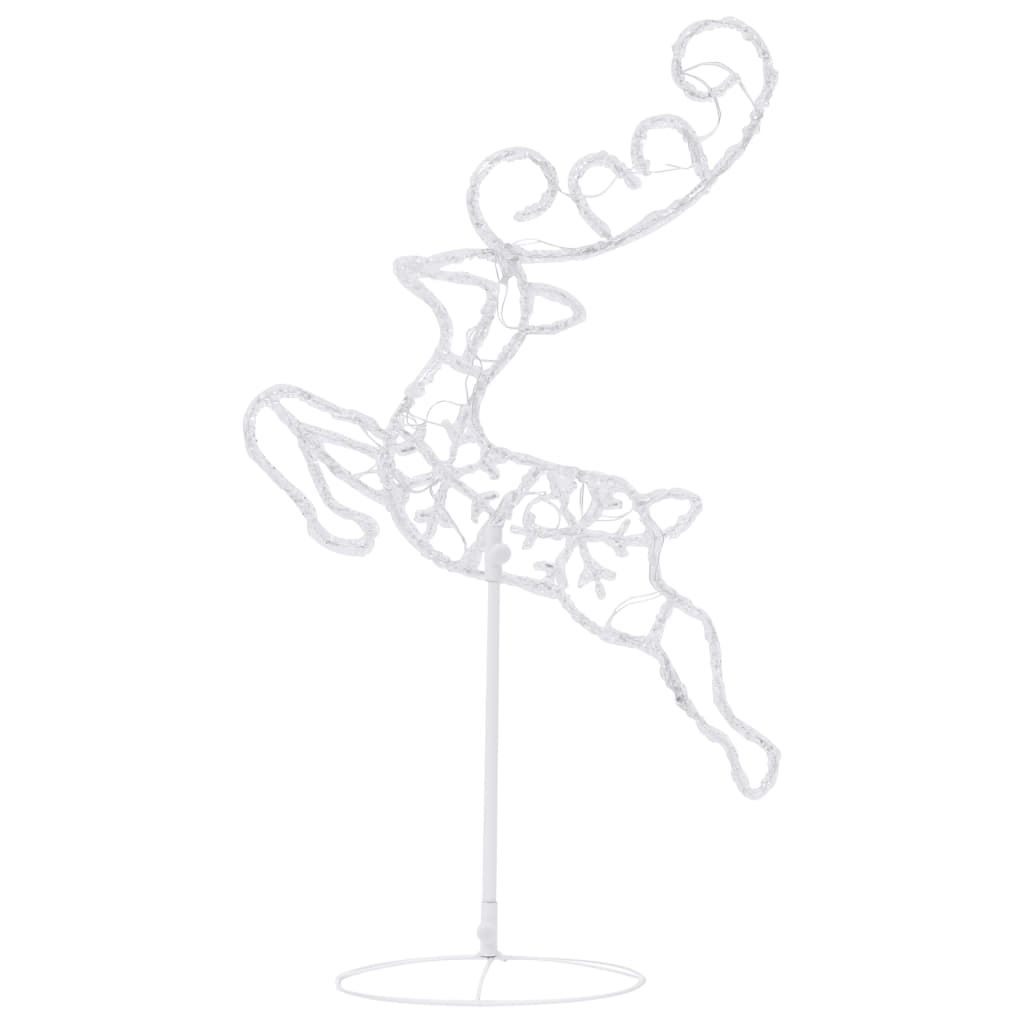 vidaXL Reni și sanie de Crăciun, alb cald, 260x21x87 cm, acril