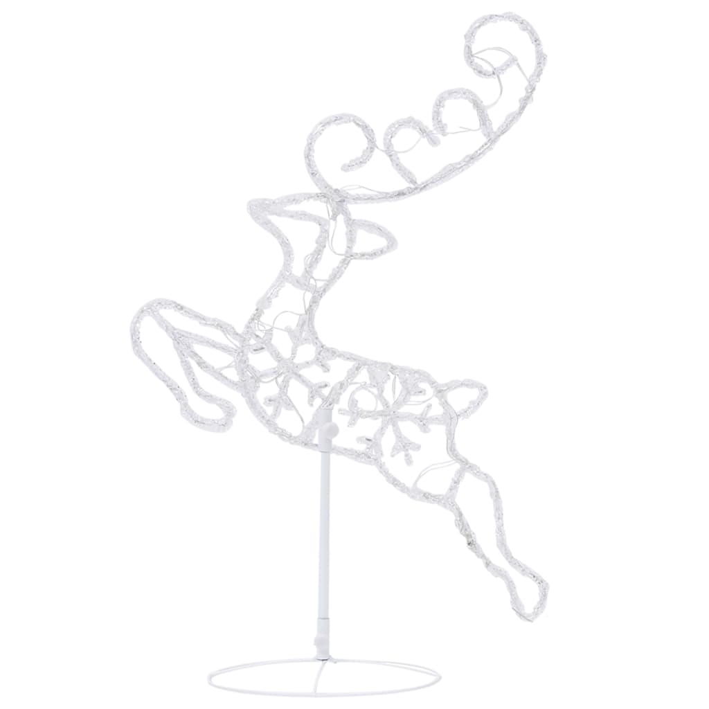 vidaXL Reni și sanie de Crăciun, alb rece, 260x21x87 cm, acril