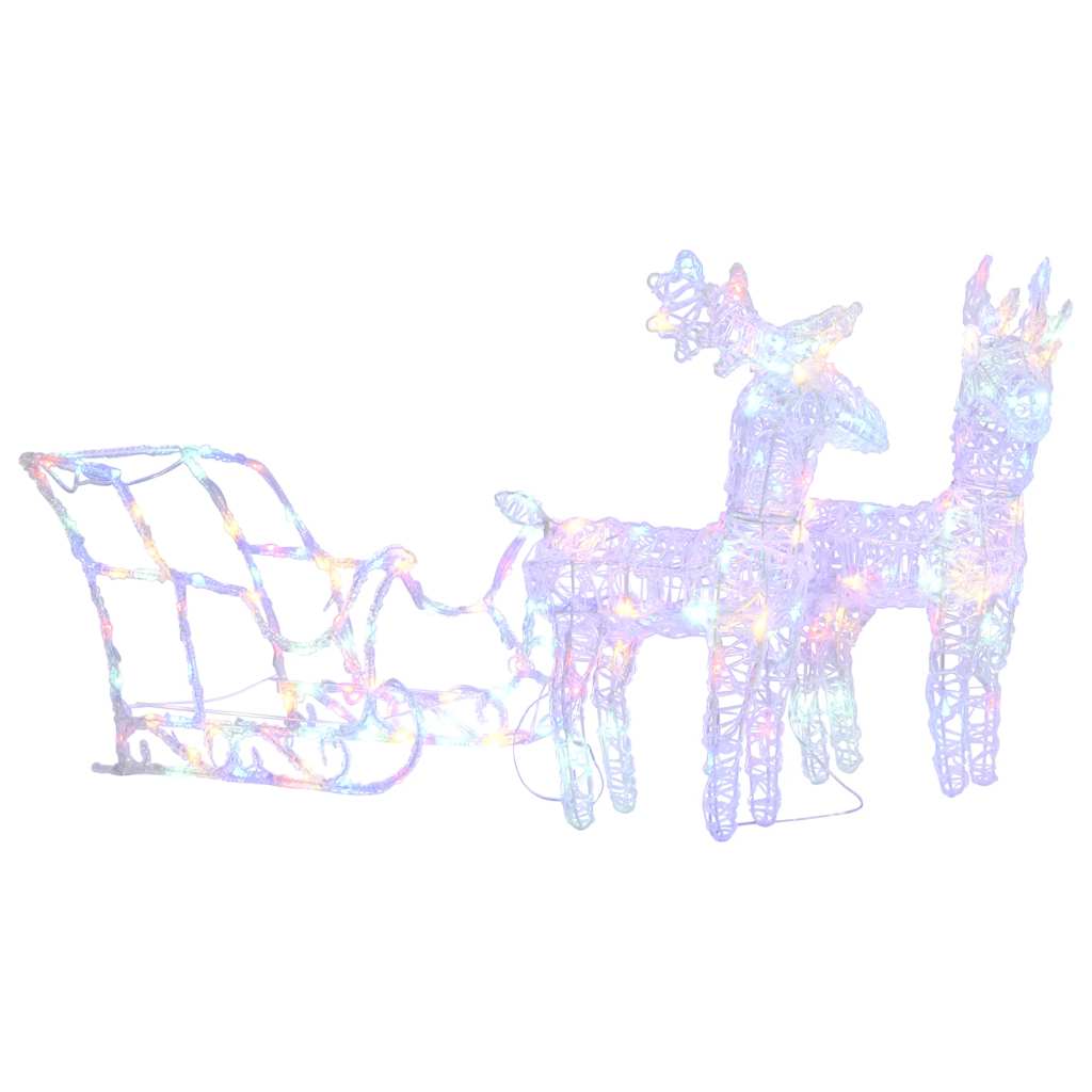 vidaXL Decorațiune de Crăciun reni și sanie 160 LED-uri 130 cm acril
