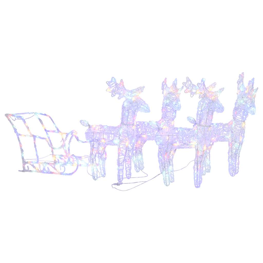 vidaXL Decorațiune de Crăciun cu reni și sanie, 280x28x55, acril