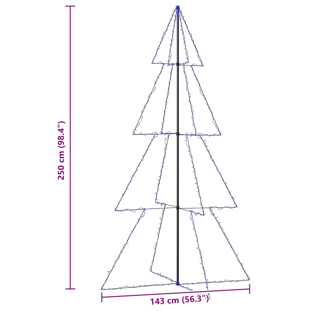 vidaXL Brad Crăciun conic 360 LED-uri, 143x250 cm, interior & exterior vidaXL Brad Crăciun conic 360 LED-uri, 143x250 cm, interior & exterior