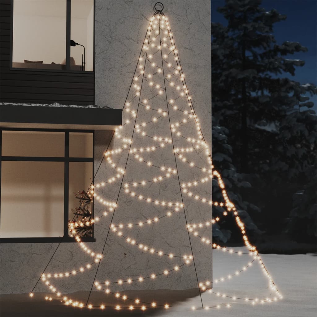 vidaXL Brad de perete cârlig metalic alb cald 720 LED 5 int/exterior vidaXL Brad de perete cârlig metalic alb cald 720 LED 5 int/exterior
