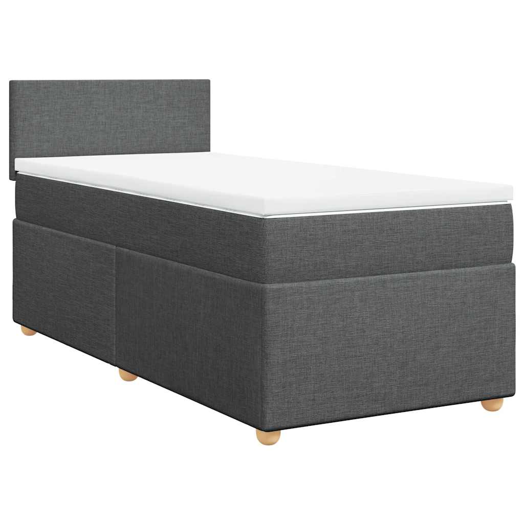 vidaXL Pat cu arcuri cu saltea, gri închis, de o persoană, textil vidaXL Pat cu arcuri cu saltea, gri închis, de o persoană, textil