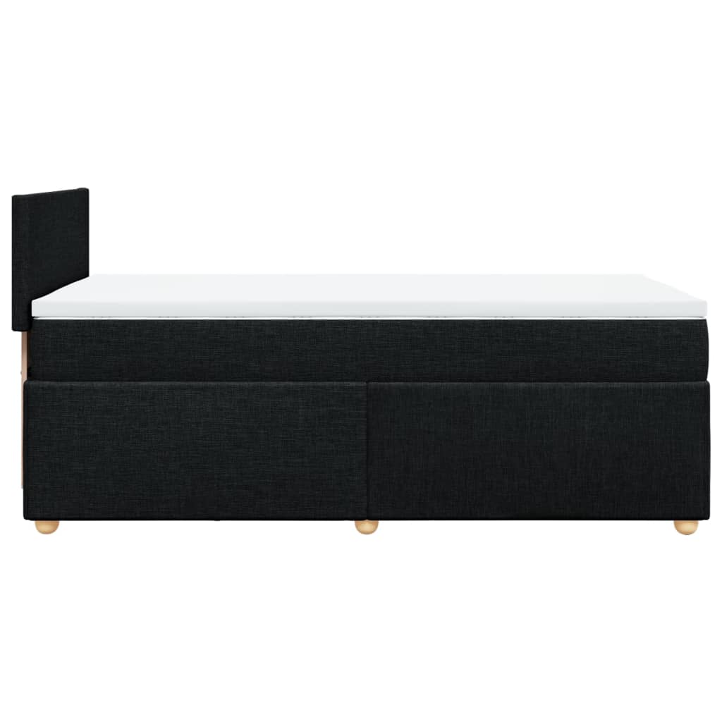 vidaXL Pat cu arcuri cu saltea, negru, de o persoană, textil vidaXL Pat cu arcuri cu saltea, negru, de o persoană, textil