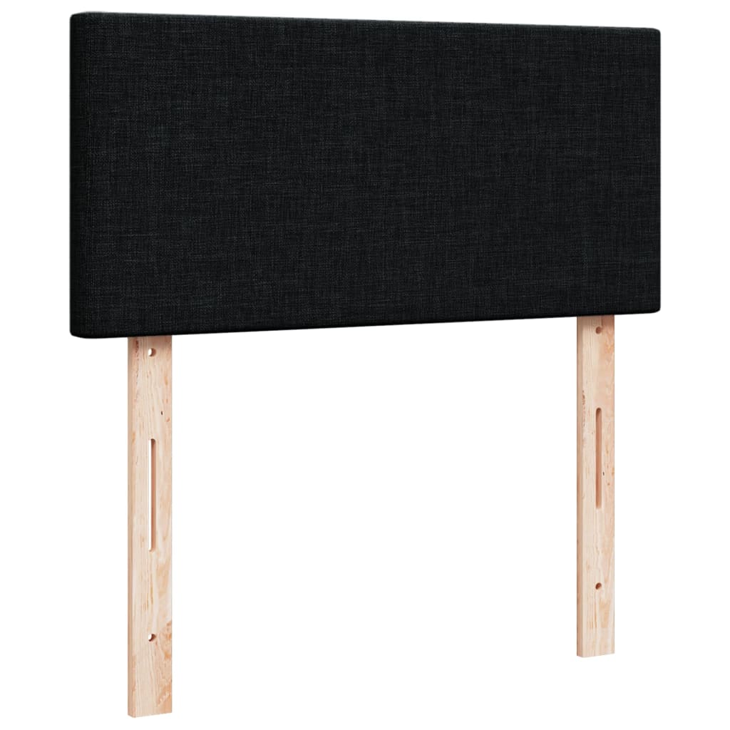 vidaXL Pat cu arcuri cu saltea, negru, de o persoană, textil vidaXL Pat cu arcuri cu saltea, negru, de o persoană, textil