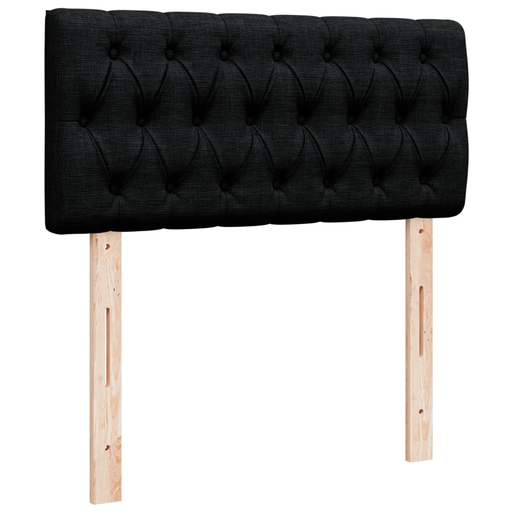 vidaXL Pat cu arcuri cu saltea, negru, de o persoană, textil vidaXL Pat cu arcuri cu saltea, negru, de o persoană, textil