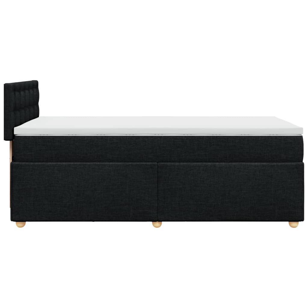 vidaXL Pat cu arcuri cu saltea, negru, de o persoană, textil vidaXL Pat cu arcuri cu saltea, negru, de o persoană, textil