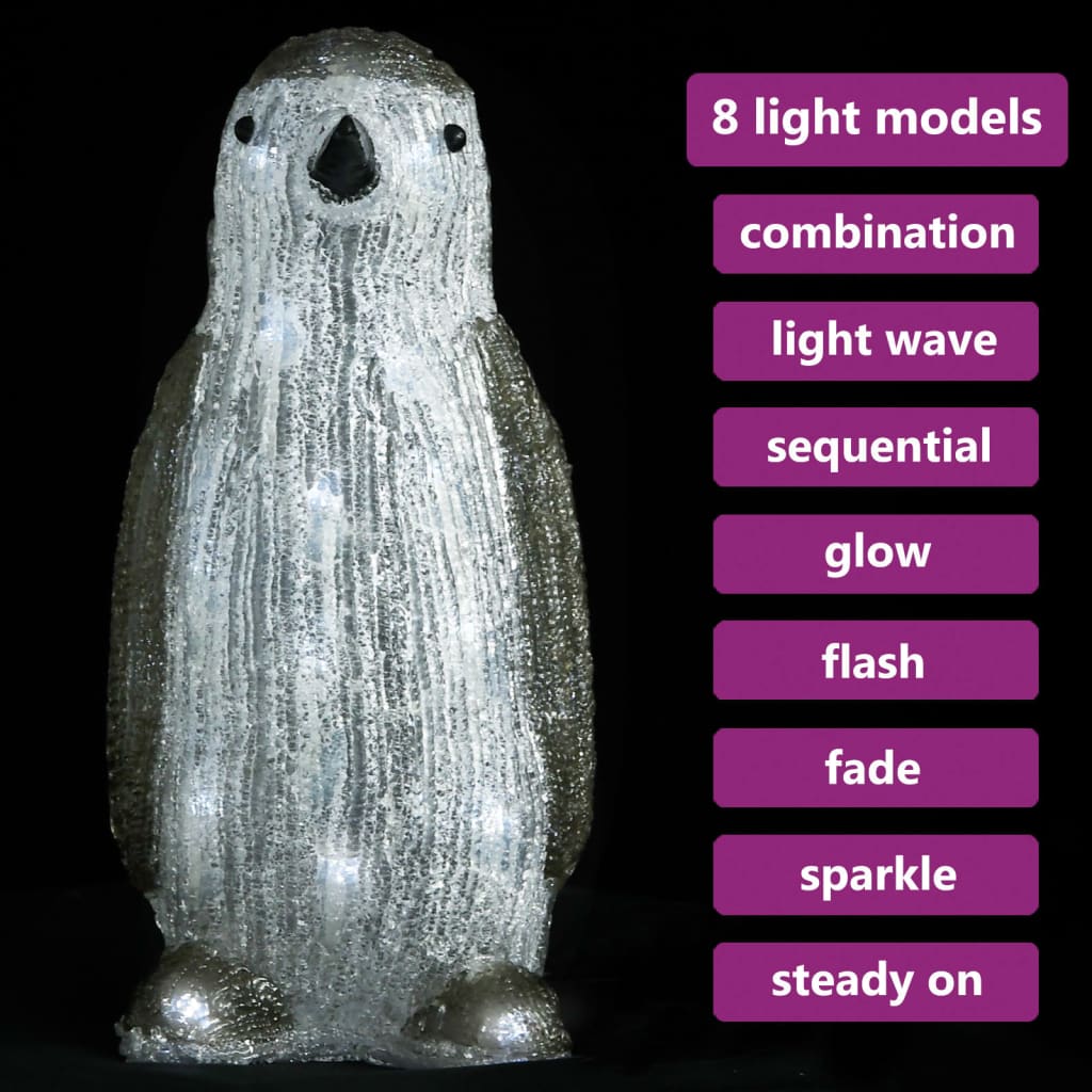 vidaXL Figurină pinguin de Crăciun cu LED 30cm acril interior/exterior vidaXL Figurină pinguin de Crăciun cu LED 30cm acril interior/exterior