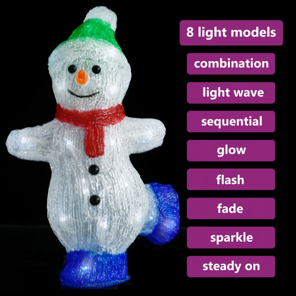 vidaXL Figurină om zăpadă Crăciun LED acrilic 30cm interior/exterior vidaXL Figurină om zăpadă Crăciun LED acrilic 30cm interior/exterior