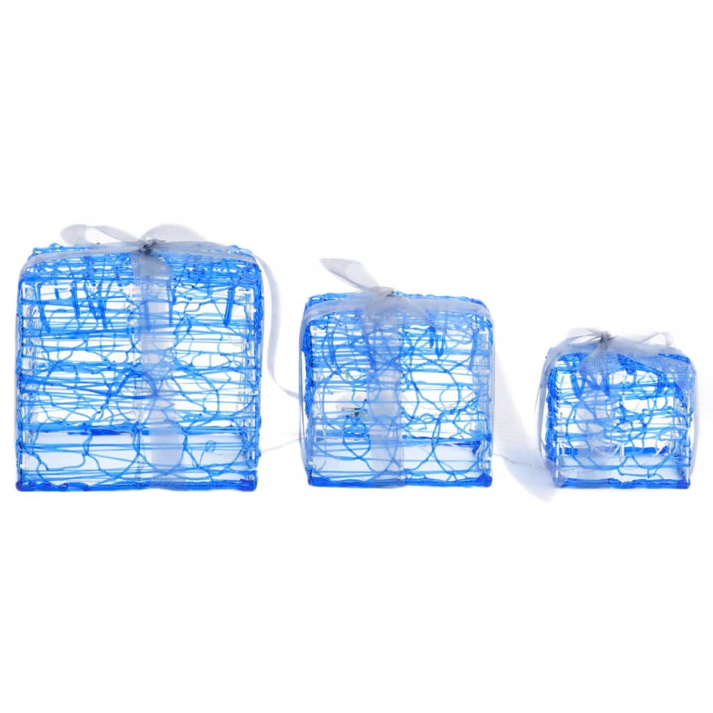 vidaXL Cutii cadou de Crăciun decorative, 3 buc., alb rece, acril vidaXL Cutii cadou de Crăciun decorative, 3 buc., alb rece, acril