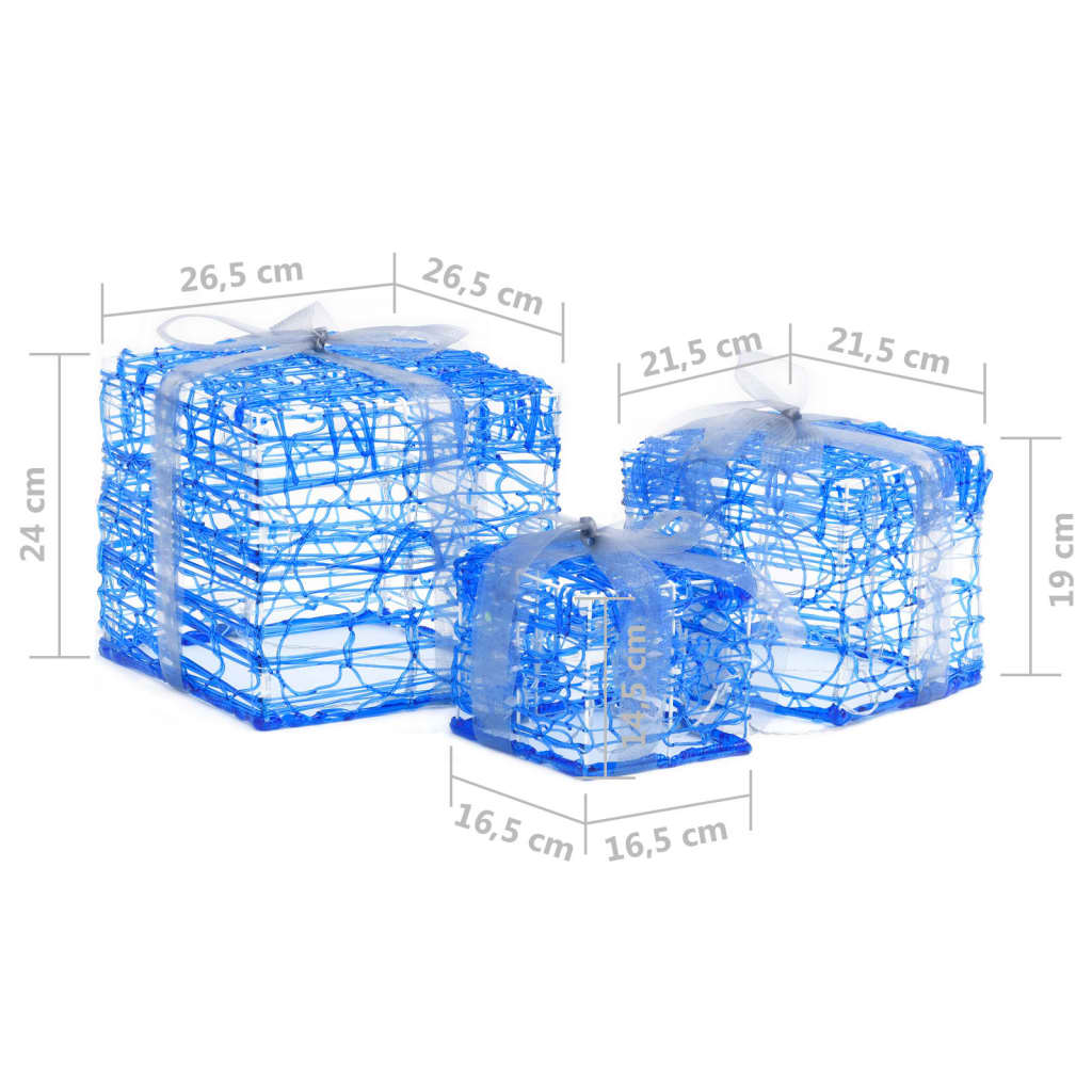 vidaXL Cutii cadou de Crăciun decorative, 3 buc., alb rece, acril vidaXL Cutii cadou de Crăciun decorative, 3 buc., alb rece, acril