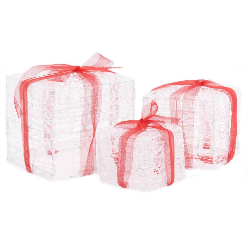 vidaXL Cutii cadou de Crăciun decorative, 3 buc., multicolor, acril
