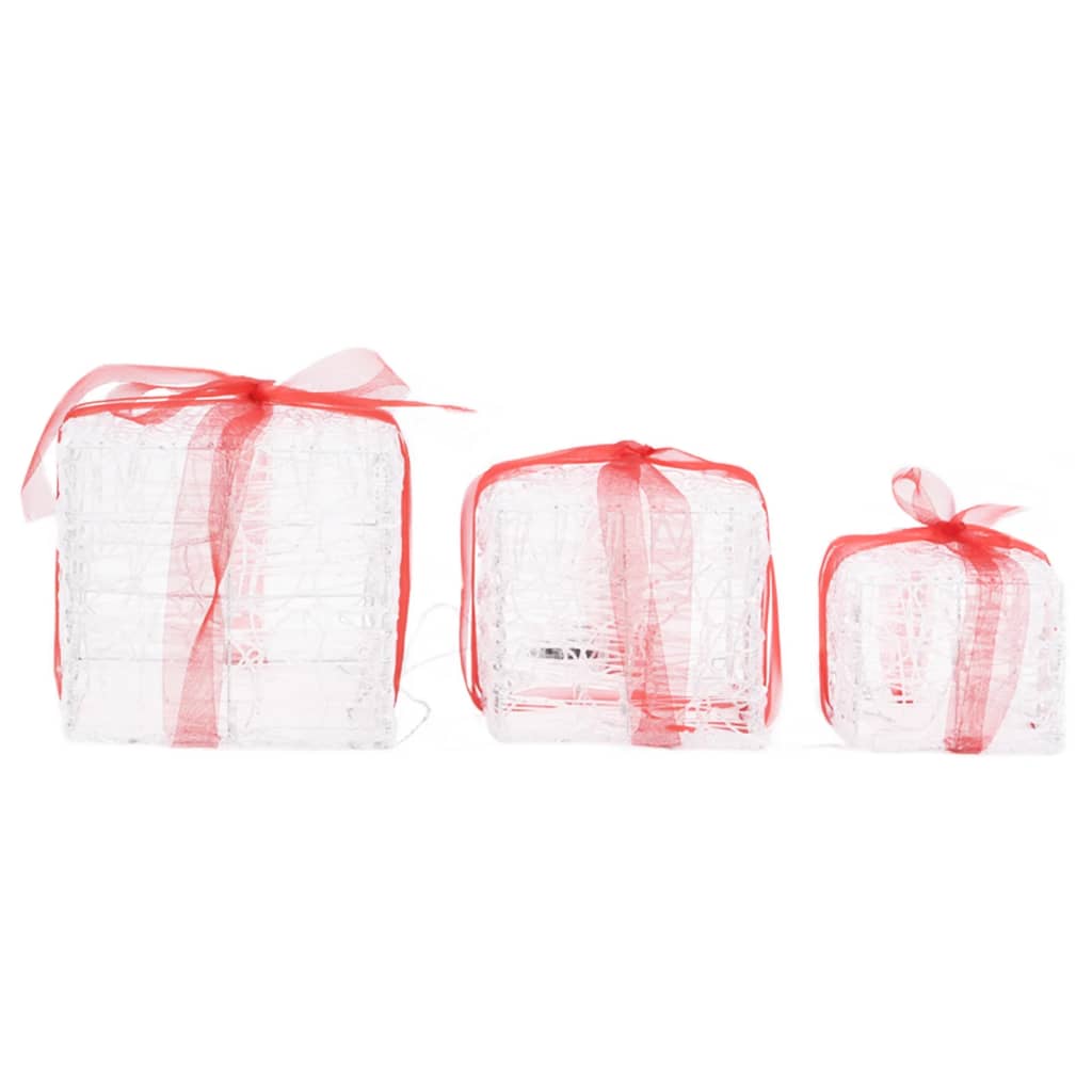 vidaXL Cutii cadou de Crăciun decorative, 3 buc., multicolor, acril