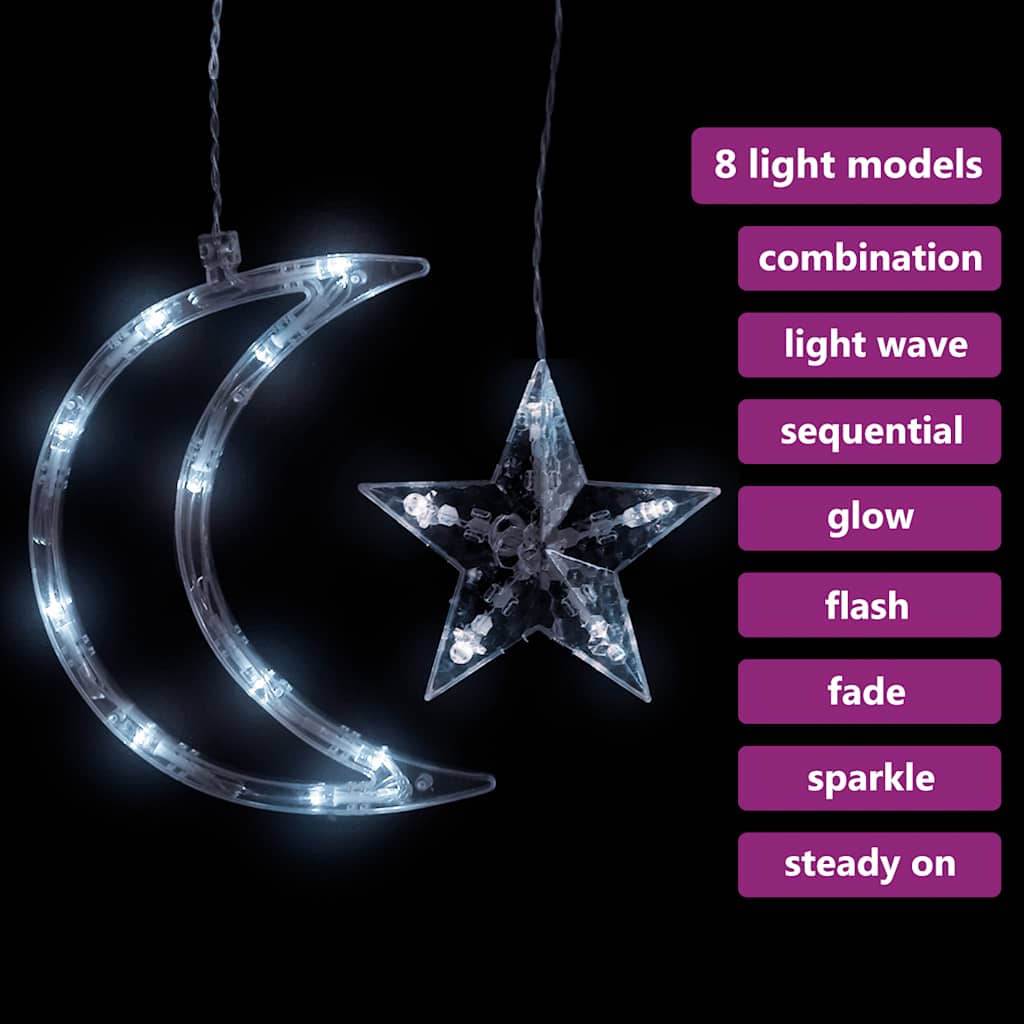 vidaXL Lumini lună și stele, 138 LED-uri, alb rece, cu telecomandă vidaXL Lumini lună și stele, 138 LED-uri, alb rece, cu telecomandă