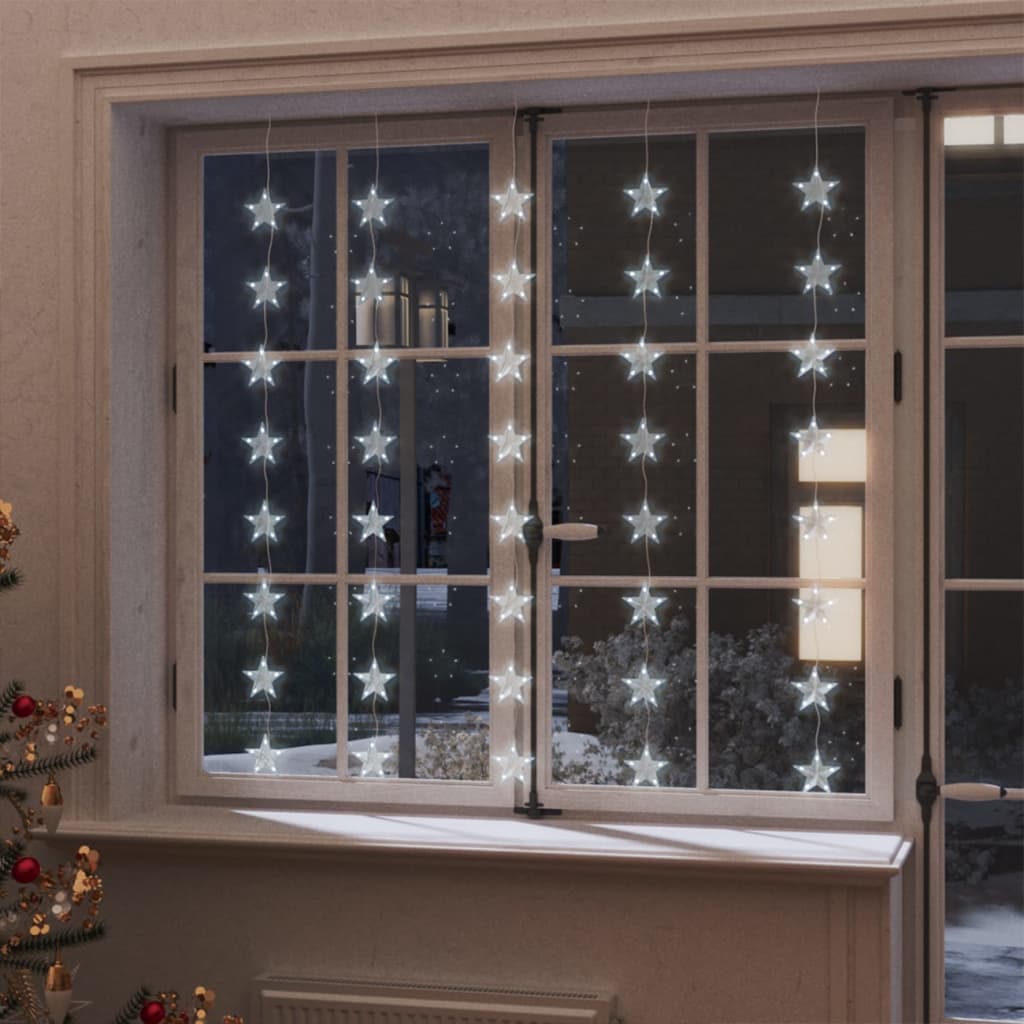 vidaXL Instalație lumini tip perdea stele 200 LED alb rece 8 funcții vidaXL Instalație lumini tip perdea stele 200 LED alb rece 8 funcții