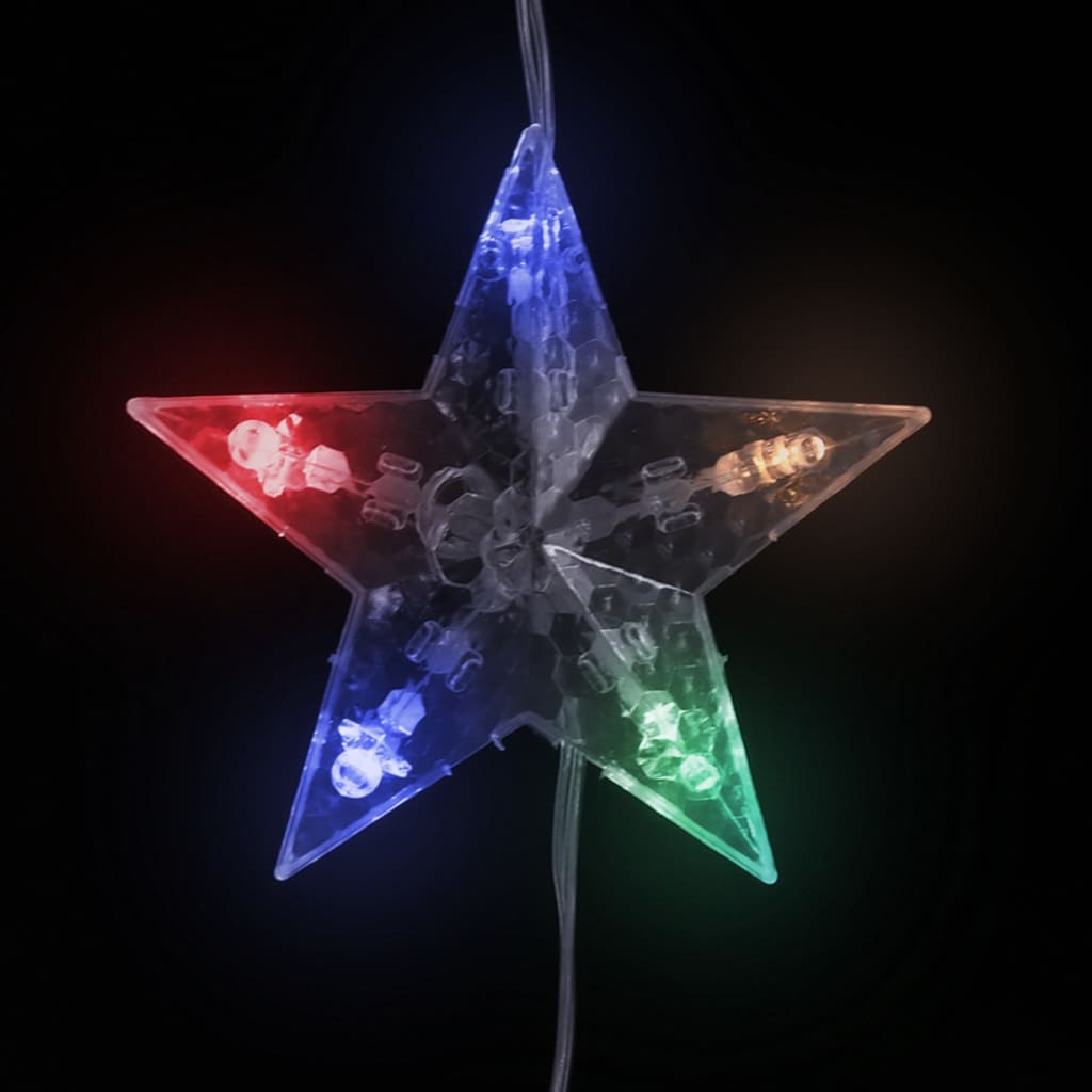 vidaXL Instalație lumini tip perdea stele 200 LED multicolor 8 funcții vidaXL Instalație lumini tip perdea stele 200 LED multicolor 8 funcții