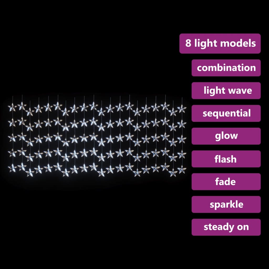 vidaXL Instalație lumini tip perdea stele 500 LED alb rece 8 funcții
