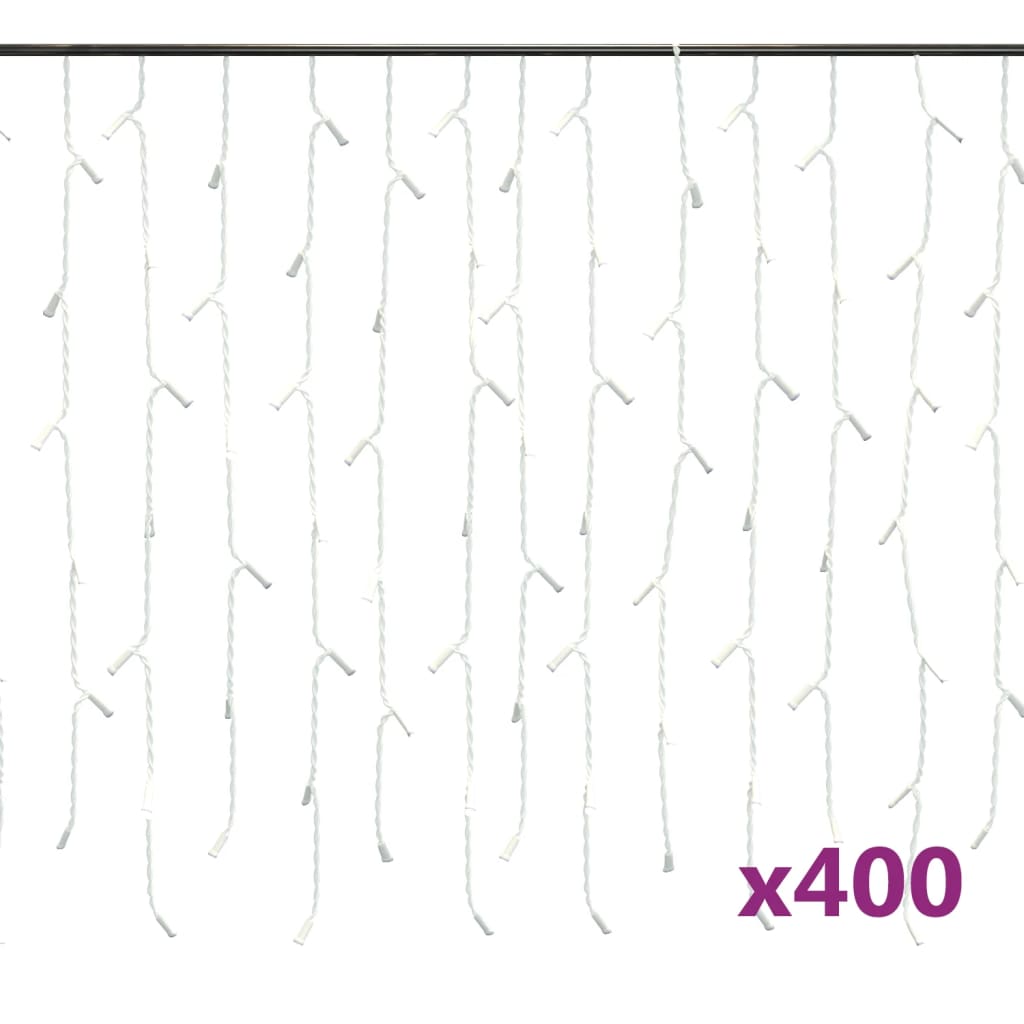 vidaXL Lumini de perdea tip gheață 400 LED-uri alb rece 8 funcții 10 m vidaXL Lumini de perdea tip gheață 400 LED-uri alb rece 8 funcții 10 m