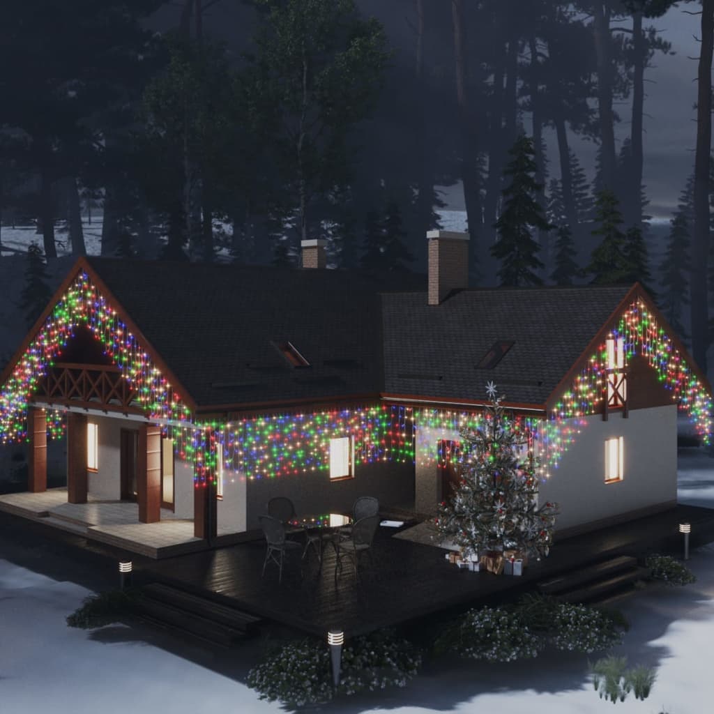 vidaXL Lumini de perdea tip gheață 400 LED-uri colorate 8 funcții 10 m vidaXL Lumini de perdea tip gheață 400 LED-uri colorate 8 funcții 10 m