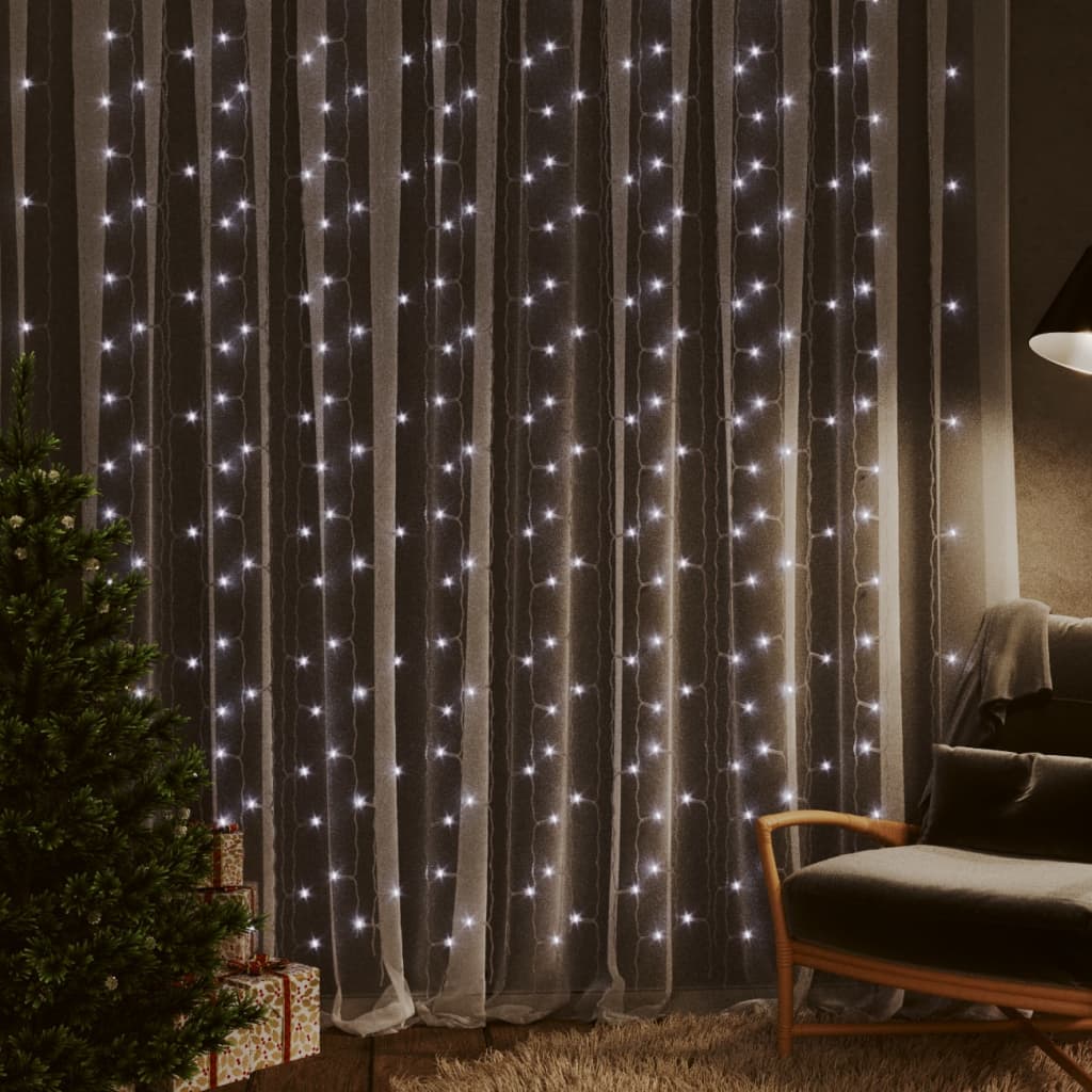 vidaXL Instalație lumini tip perdea 300 LED alb rece 3x3 m 8 funcții vidaXL Instalație lumini tip perdea 300 LED alb rece 3x3 m 8 funcții