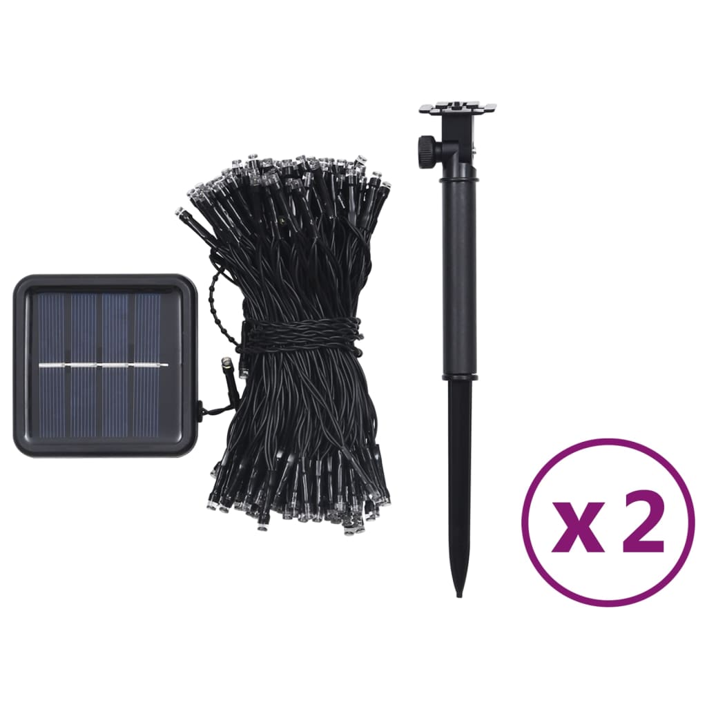 vidaXL Instalație de lumini solare, 2 buc.x200 LED albastru int/ext