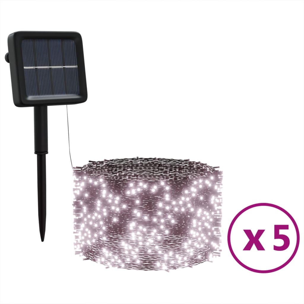 vidaXL Instalație solară lumini 5x200 LED alb cald interior/exterior