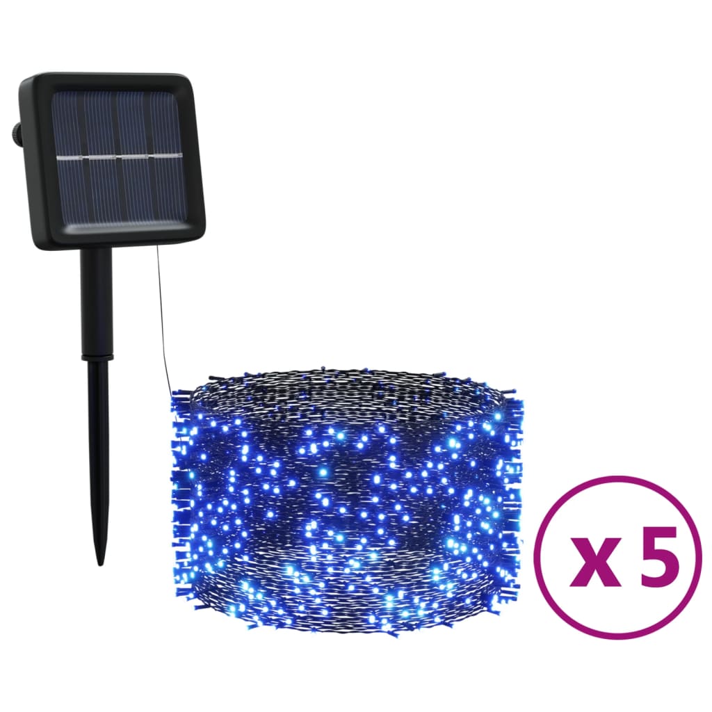 vidaXL Lumini solare feerice 5 buc 5x200LED albastru interior exterior vidaXL Lumini solare feerice 5 buc 5x200LED albastru interior exterior