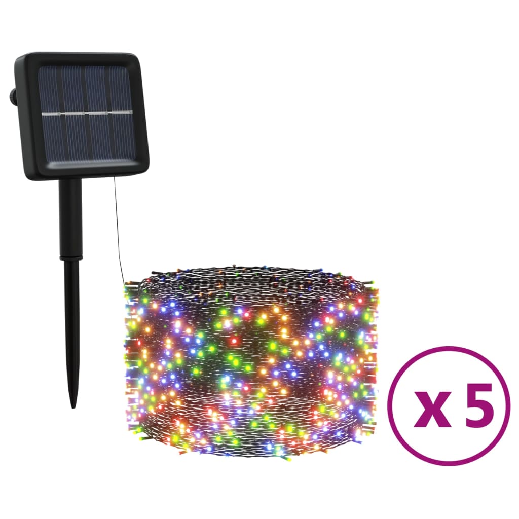 vidaXL Lumini solare feerice 5 buc 5x200 LED colorat interior/exterior vidaXL Lumini solare feerice 5 buc 5x200 LED colorat interior/exterior