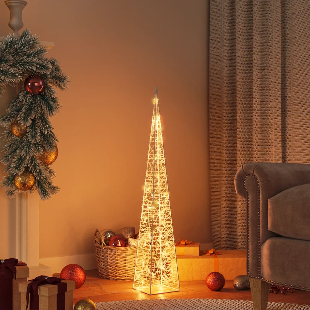 vidaXL Con de lumină cu LED decorativ, alb cald, 90 cm, acril vidaXL Con de lumină cu LED decorativ, alb cald, 90 cm, acril
