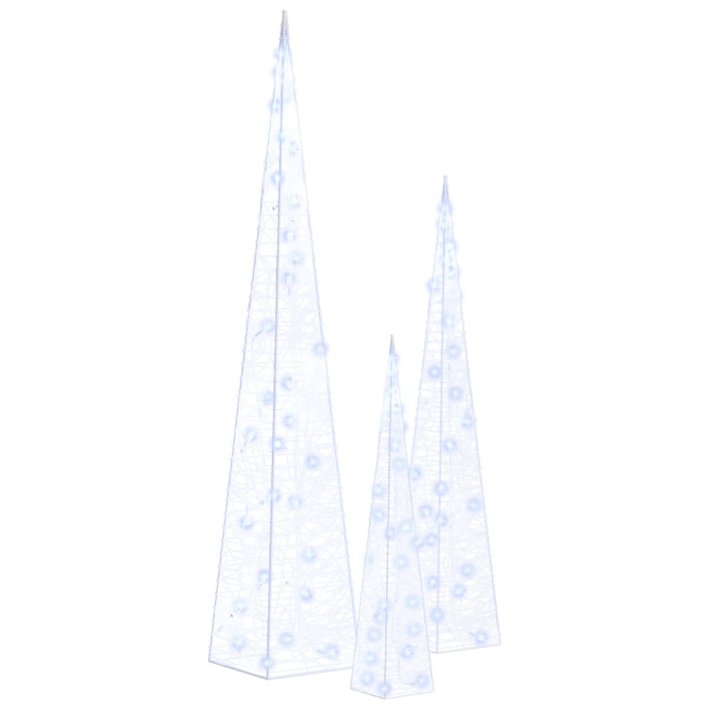 vidaXL Set conuri decorative cu LED-uri albastru 30/45/60 cm acrilic vidaXL Set conuri decorative cu LED-uri albastru 30/45/60 cm acrilic