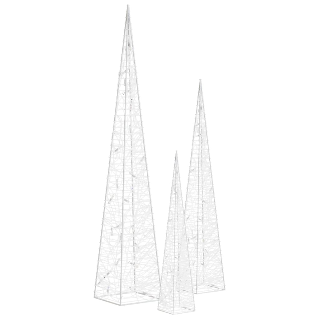 vidaXL Set conuri decorative cu LED-uri albastru 30/45/60 cm acrilic vidaXL Set conuri decorative cu LED-uri albastru 30/45/60 cm acrilic
