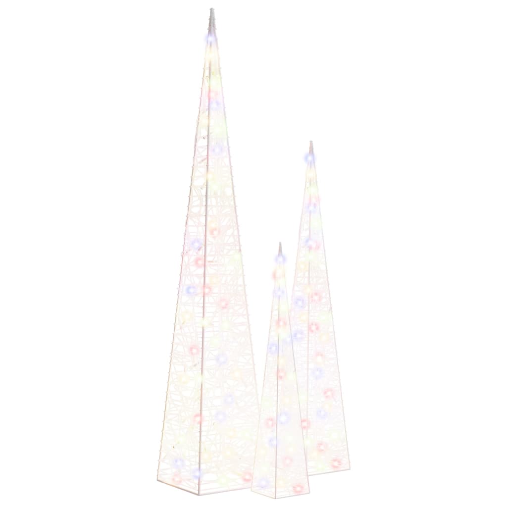vidaXL Set conuri decorative cu LED-uri multicolor 60/90/120 cm acril vidaXL Set conuri decorative cu LED-uri multicolor 60/90/120 cm acril