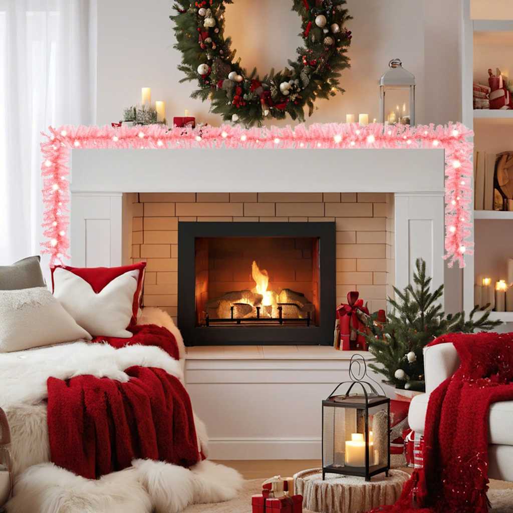 vidaXL Ghirlandă de Crăciun cu lumini LED, roz, 20 m