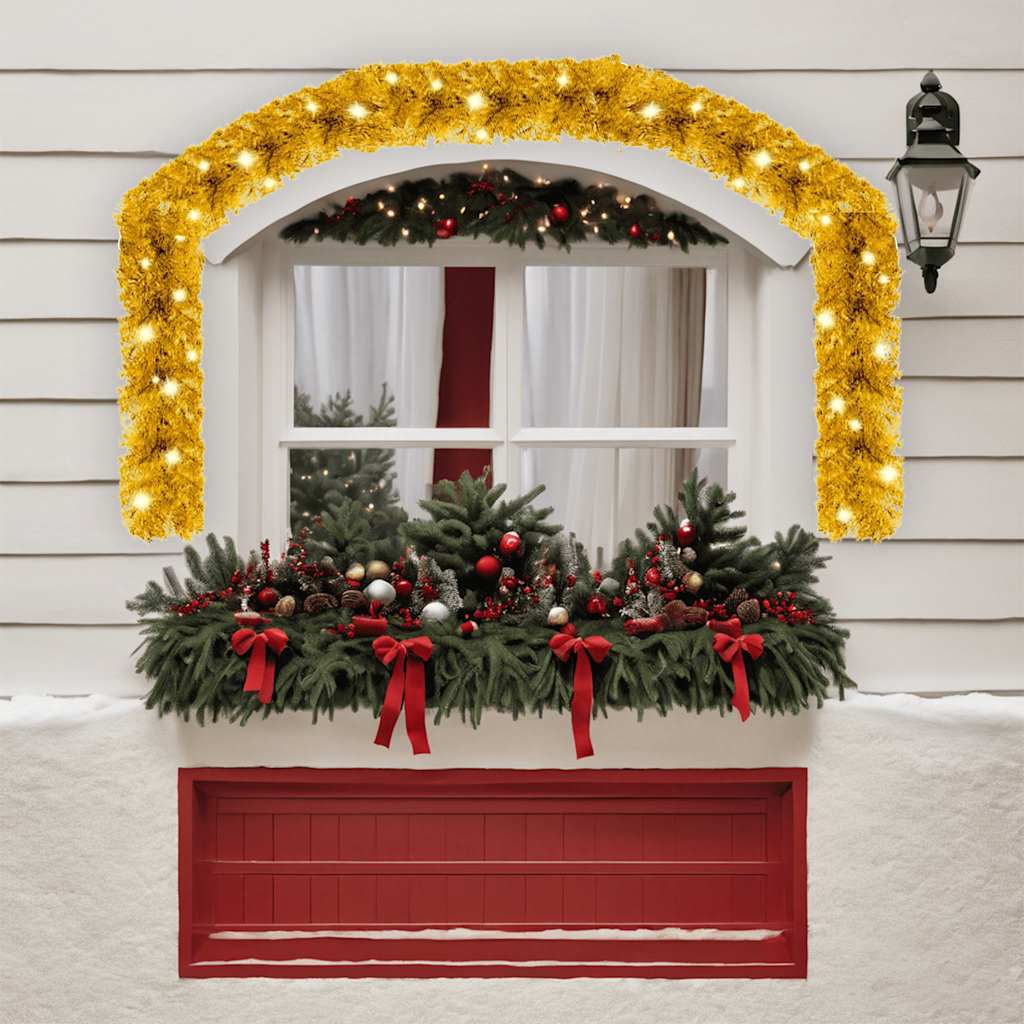 vidaXL Ghirlandă de Crăciun cu lumini LED, auriu, 10 m