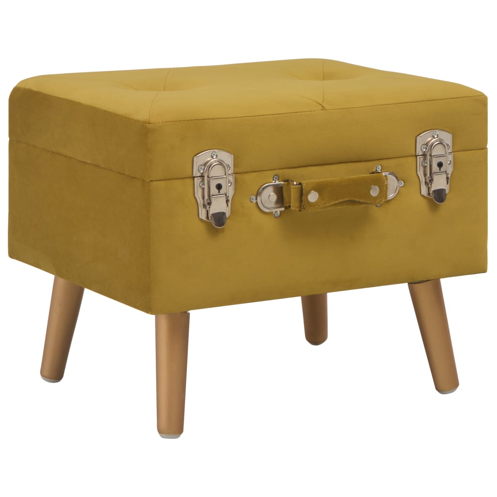 vidaXL Taburete de depozitare, 3 buc., galben muștar, catifea vidaXL Taburete de depozitare, 3 buc., galben muștar, catifea