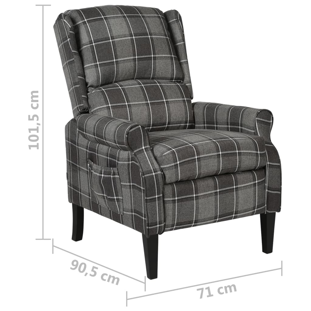 vidaXL Fotoliu rabatabil, gri, material textil