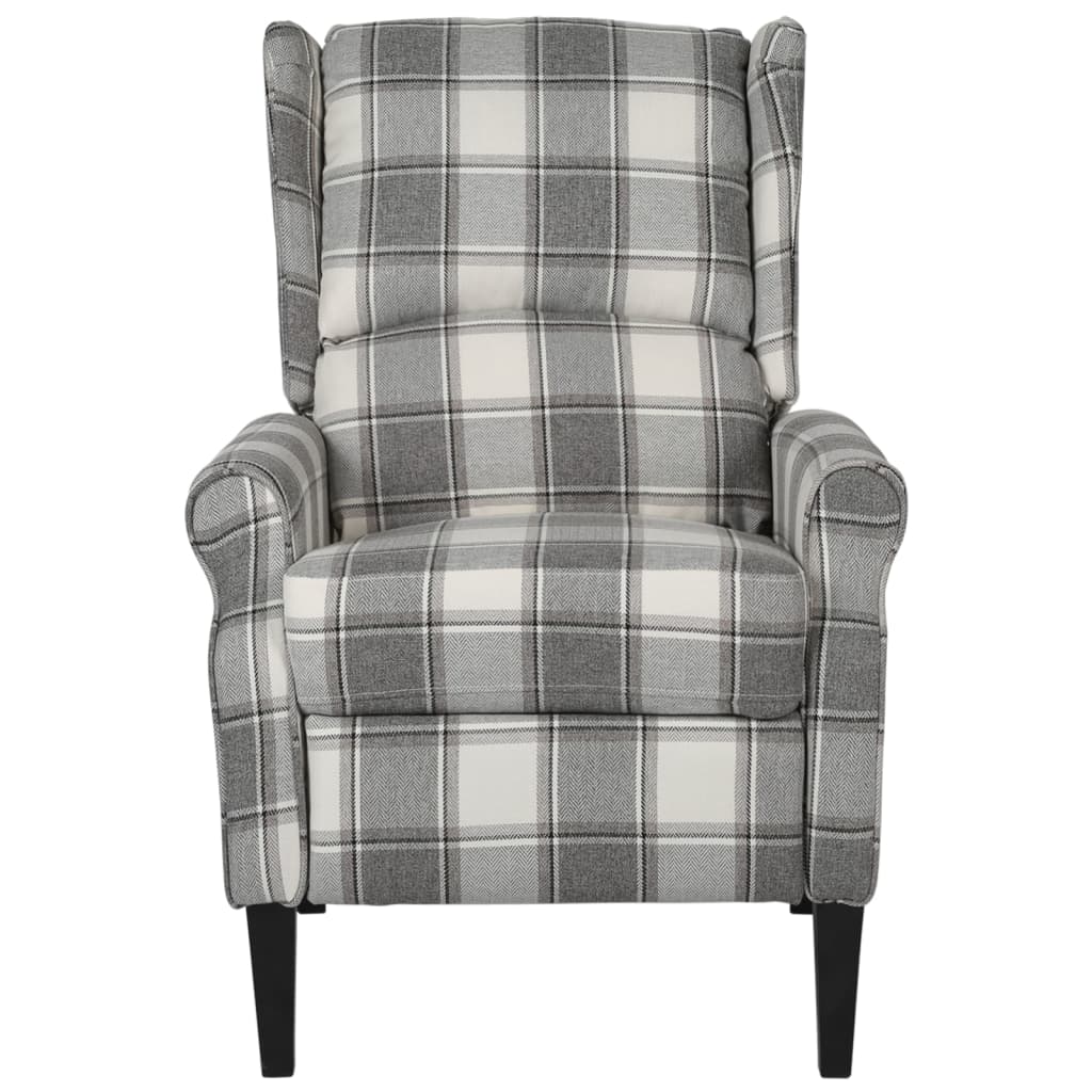 vidaXL Fotoliu rabatabil, gri și alb, material textil