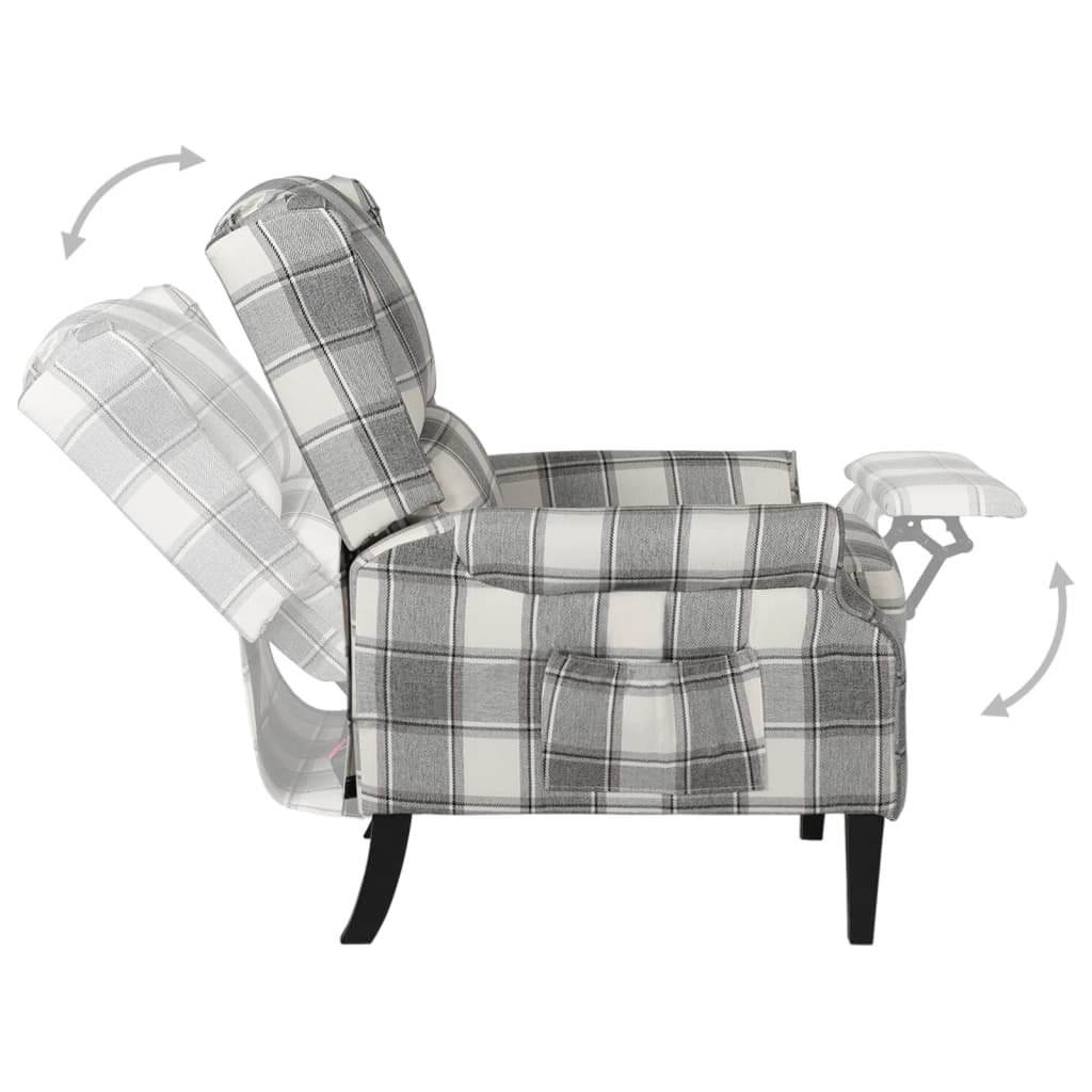 vidaXL Fotoliu rabatabil, gri și alb, material textil
