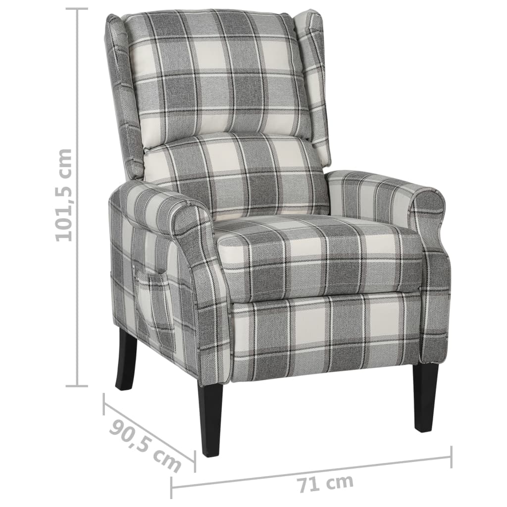 vidaXL Fotoliu rabatabil, gri și alb, material textil