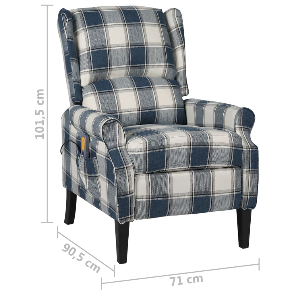 vidaXL Fotoliu de masaj rabatabil, albastru, material textil