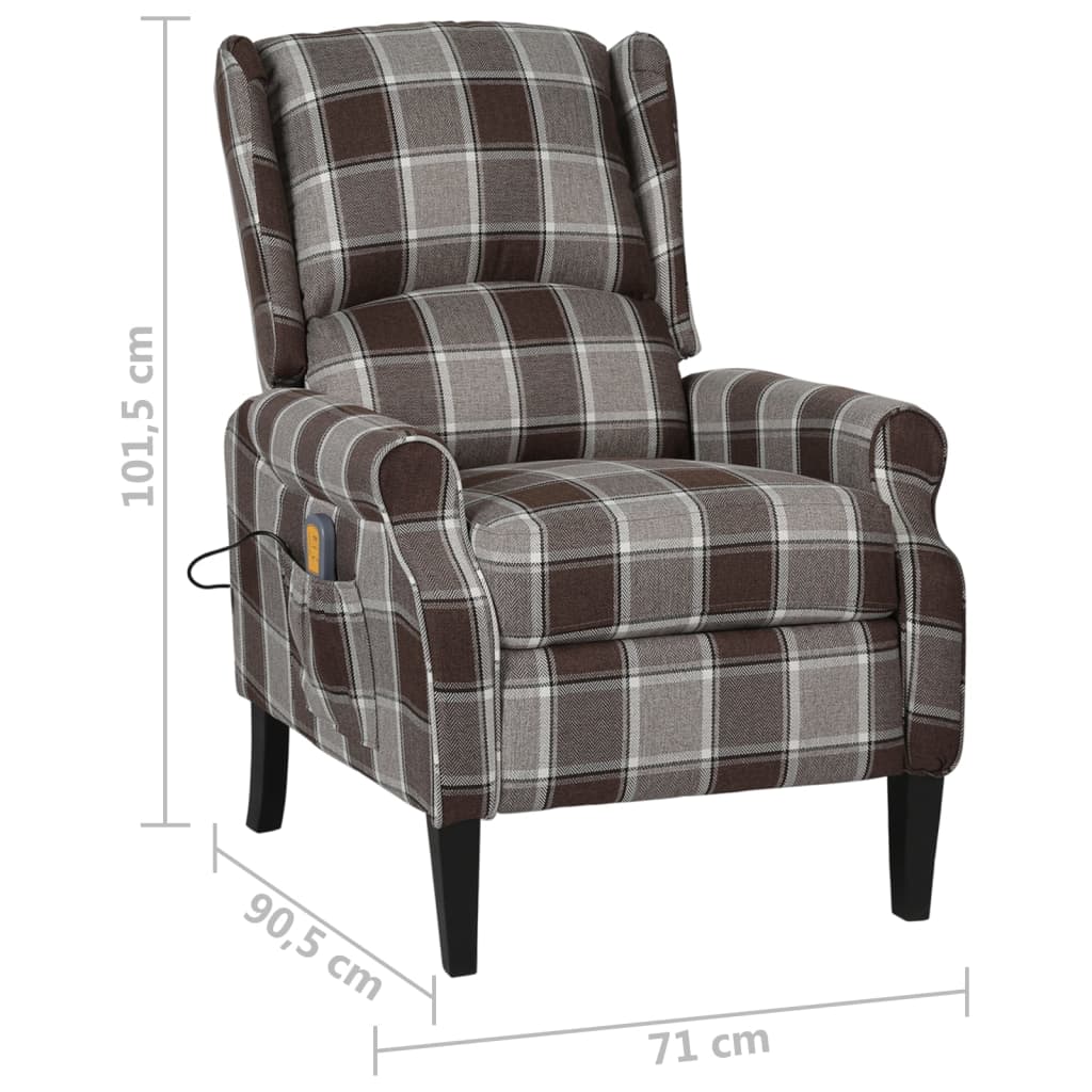 vidaXL Fotoliu de masaj rabatabil, maro, material textil