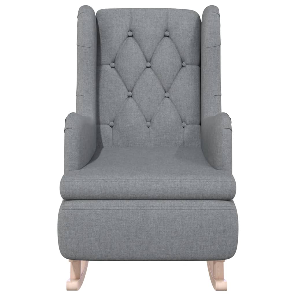 vidaXL Fotoliu picioare balansoar din lemn de hevea gri deschis textil