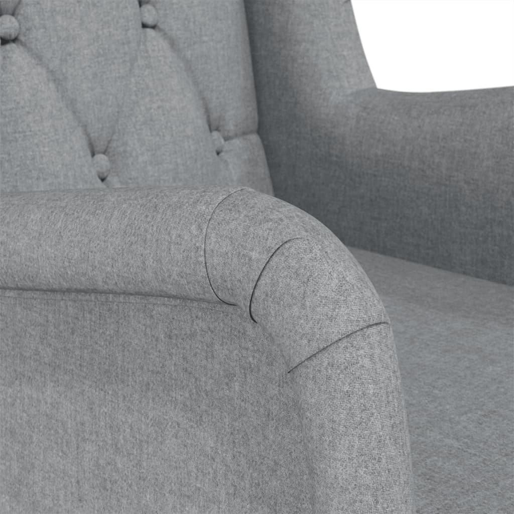 vidaXL Fotoliu picioare balansoar din lemn de hevea gri deschis textil