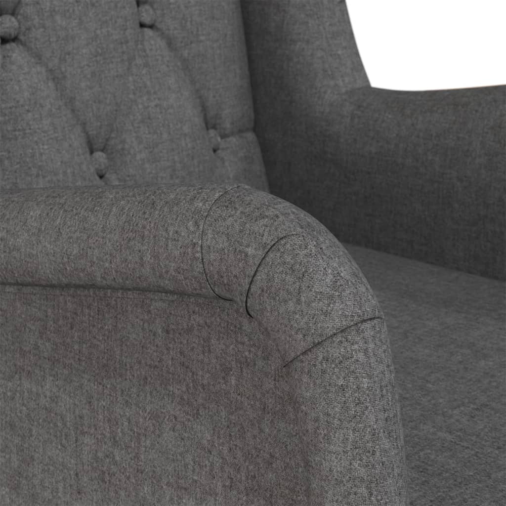 vidaXL Fotoliu picioare balansoar din lemn de hevea gri închis textil