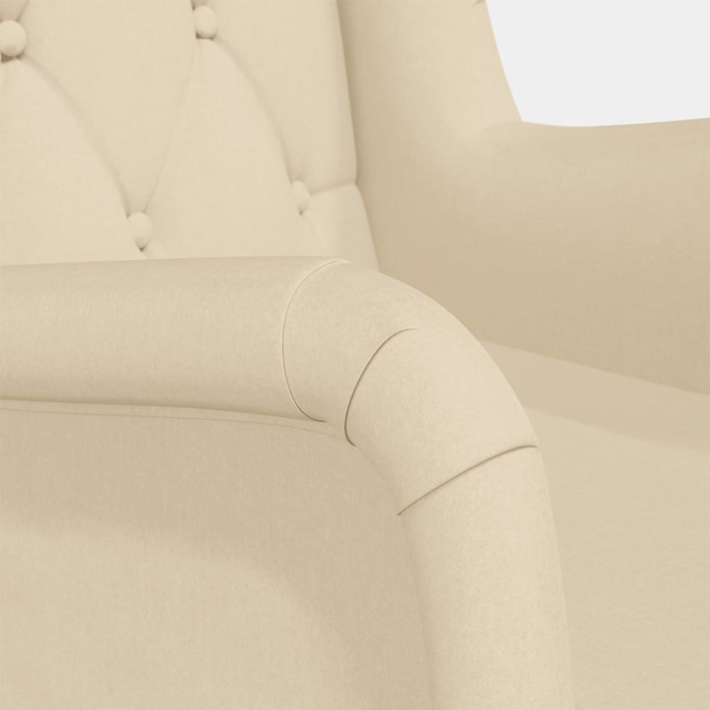 vidaXL Fotoliu cu picioare balansoar din lemn de hevea, crem, textil