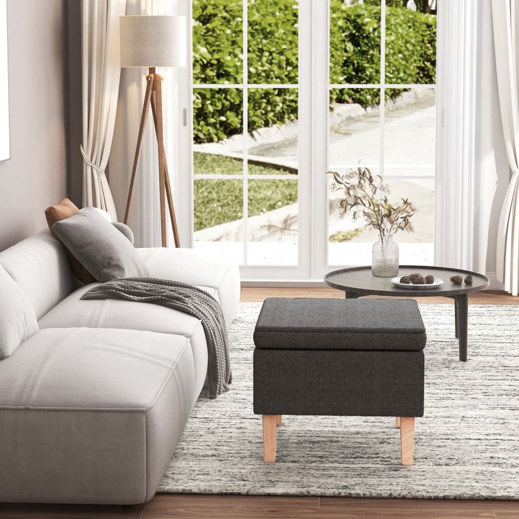 vidaXL Scaun cu picioare din lemn, gri închis, material textil vidaXL Scaun cu picioare din lemn, gri închis, material textil